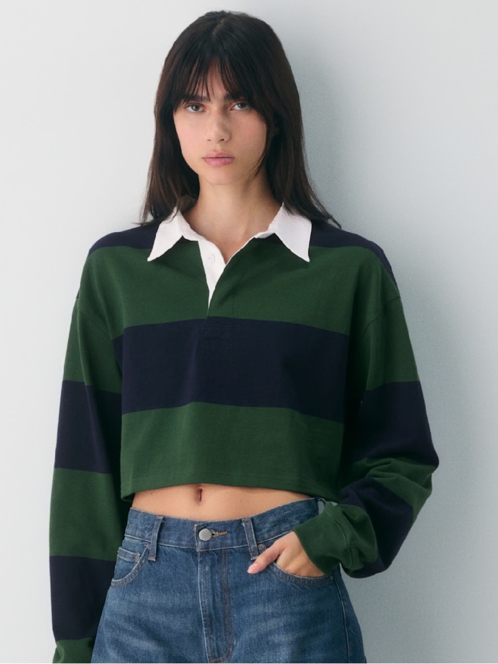 Aritzia Tna Mighty Cotton Parry Crop Polo Longsleeve